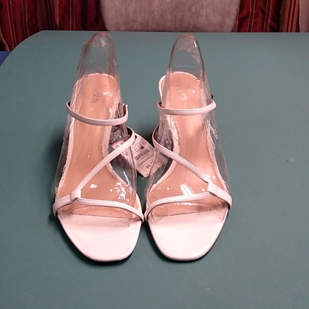 NWT Zara White Heel Size 41 USA 10 Thin Straps Wedding Prom Special Event